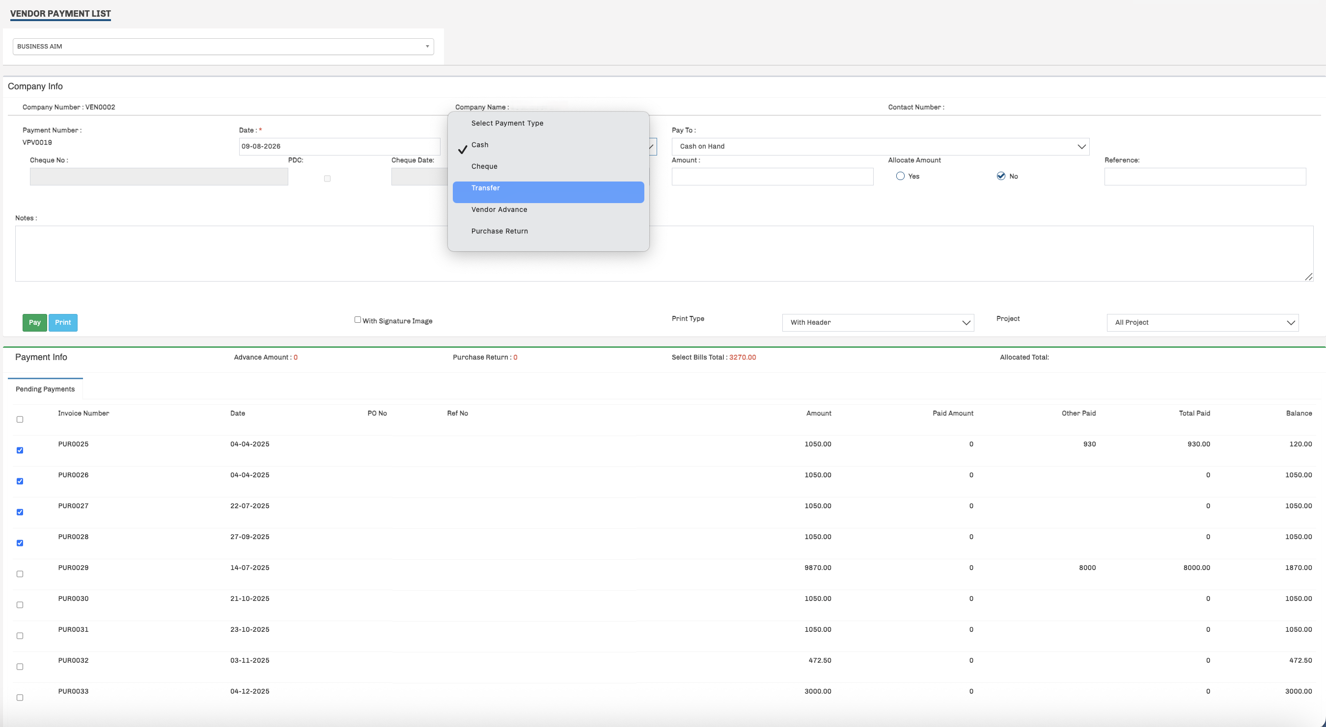 HYRO Accounting Supplier Payment and Payment Voucher