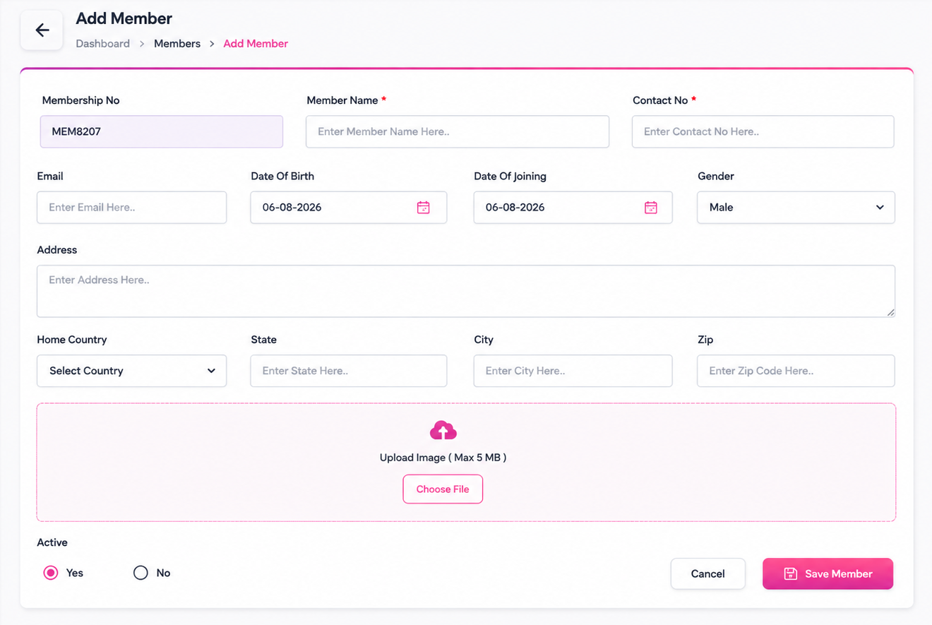 HYRO Gym Member Management