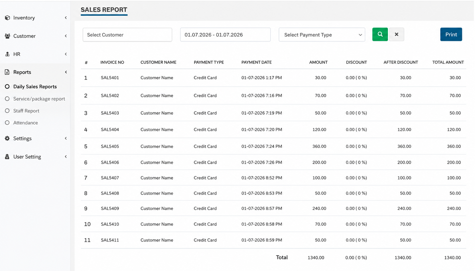 HYRO Spa Management Reports